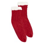 Cozy Cable Knit Slipper Socks - 15066 RED Blank Cozy Cable Knit Slipper Socks - 15066 RED Blank