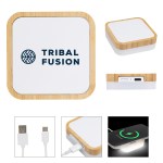 Bamboo Wireless Charger Night Light - 25224 WHTBAM Silkscreen Bamboo Wireless Charger Night Light - 25224 WHTBAM Silkscreen