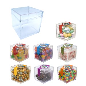 Cube Shaped Acrylic Container With Candy 1 Cube Shaped Acrylic Container With Candy 1