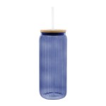 20 Oz. Ribbed Borosilicate Glass Can With Bamboo Lid - 50167 TRNBLU Blank 20 Oz. Ribbed Borosilicate Glass Can With Bamboo Lid - 50167 TRNBLU Blank