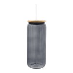 20 Oz. Ribbed Borosilicate Glass Can With Bamboo Lid - 50167 TRNCHA Blank 20 Oz. Ribbed Borosilicate Glass Can With Bamboo Lid - 50167 TRNCHA Blank