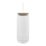 20 Oz. Ribbed Borosilicate Glass Can With Bamboo Lid 2 20 Oz. Ribbed Borosilicate Glass Can With Bamboo Lid 2