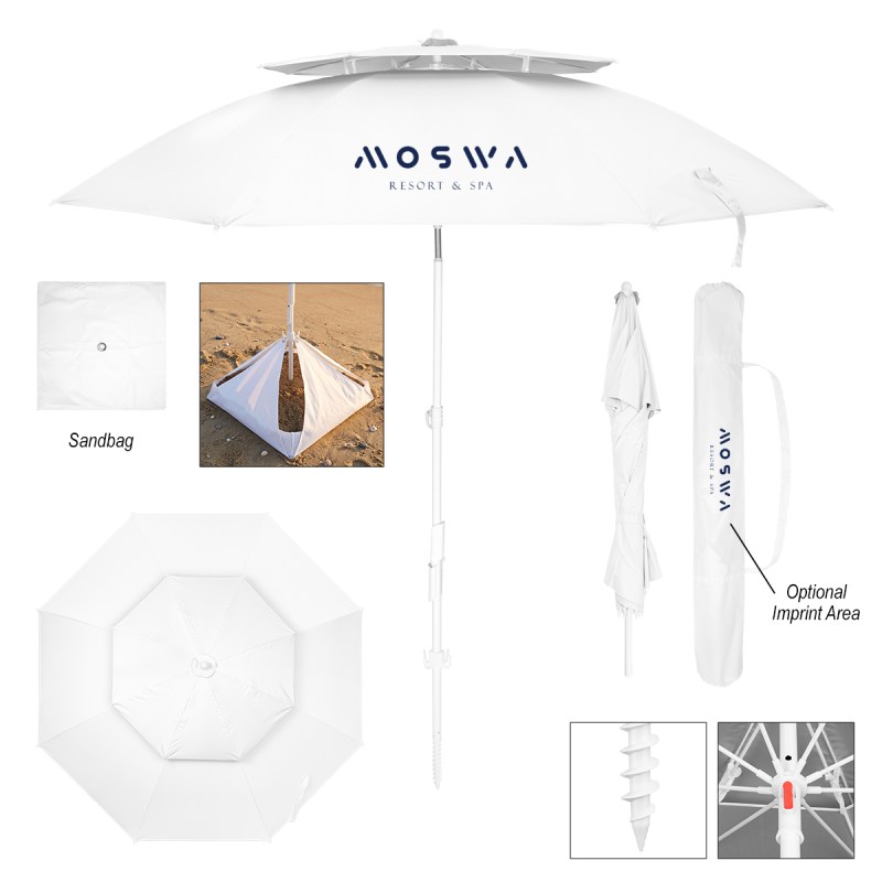 69" Arc Large Vented Beach Umbrella With 100% Rpet Canopy 1 69" Arc Large Vented Beach Umbrella With 100% Rpet Canopy 1