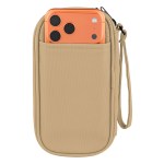 Leatherette Tandem Tech Travel Organizer - 80094 TAN Front Inuse Leatherette Tandem Tech Travel Organizer - 80094 TAN Front Inuse