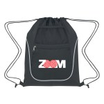 Drawstring Sports Pack With Dual Pockets - 3053 BLKBLK Colorbrite Drawstring Sports Pack With Dual Pockets - 3053 BLKBLK Colorbrite