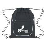 Drawstring Sports Pack With Dual Pockets - 3053 BLKBLK Silkscreen Drawstring Sports Pack With Dual Pockets - 3053 BLKBLK Silkscreen