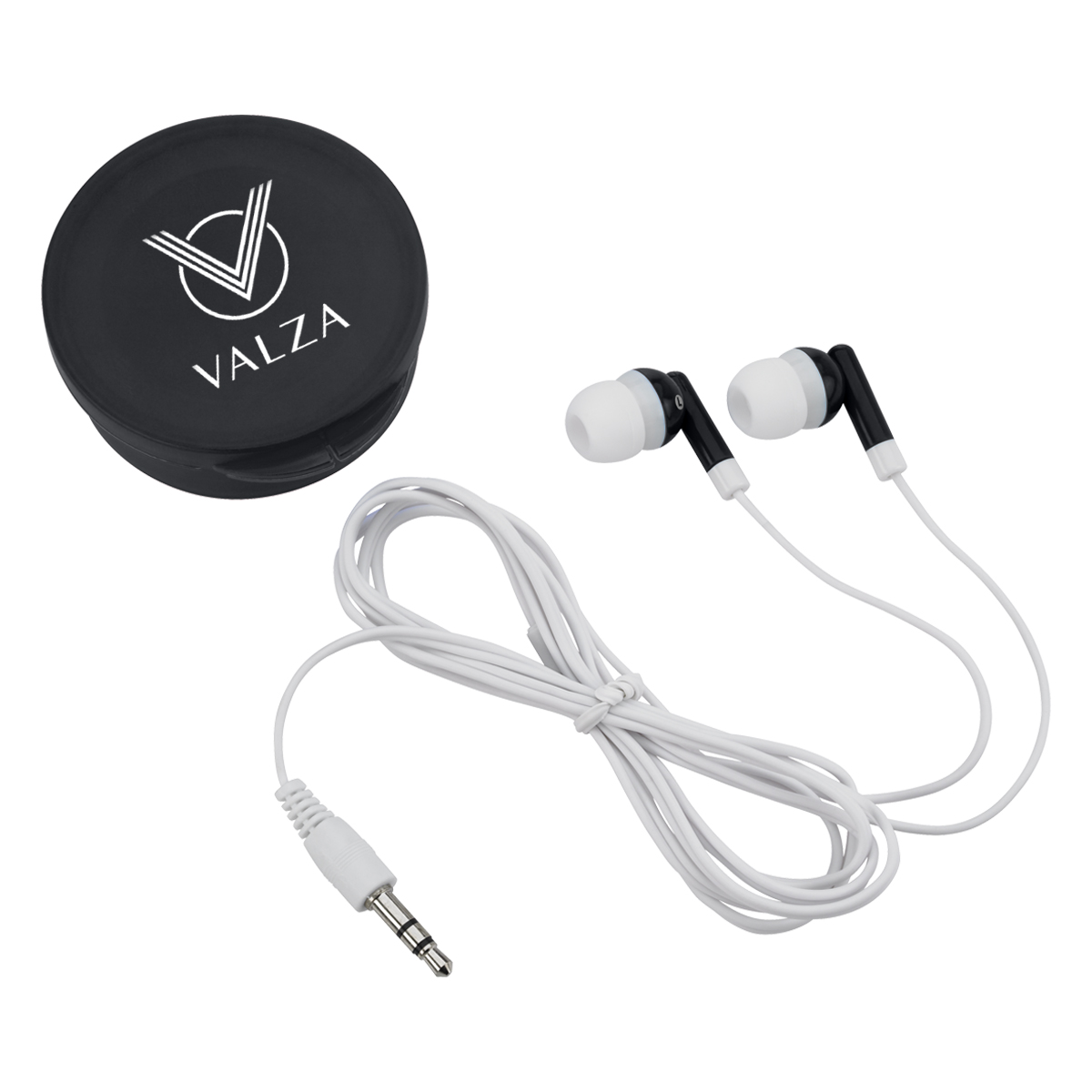 Earbuds In Round Plastic Case 1
