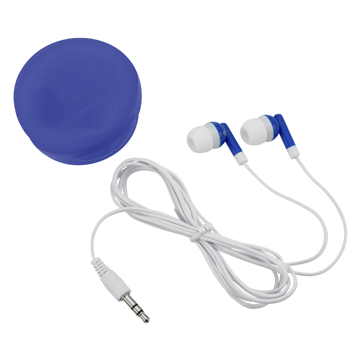 Earbuds In Round Plastic Case 1