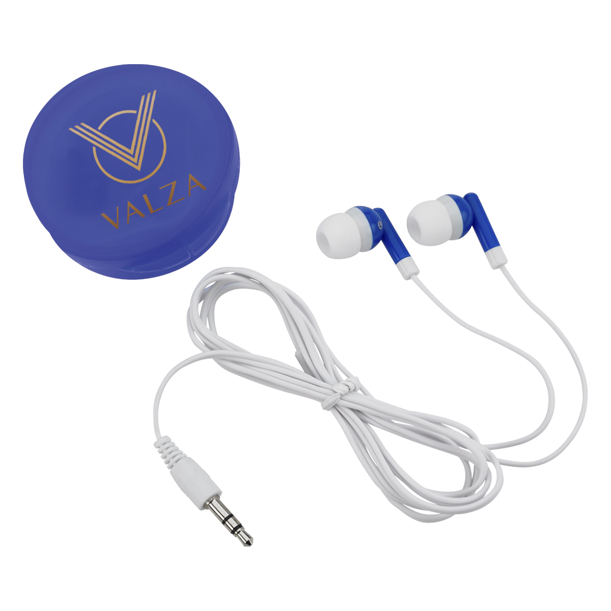 Earbuds In Round Plastic Case 1