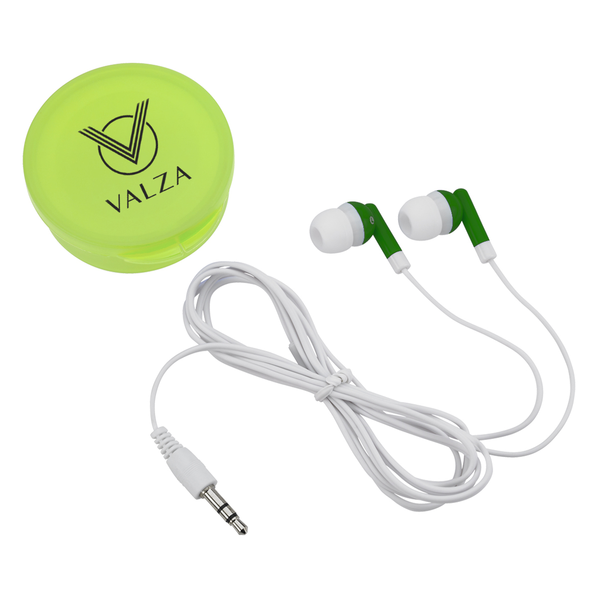 Earbuds In Round Plastic Case 1