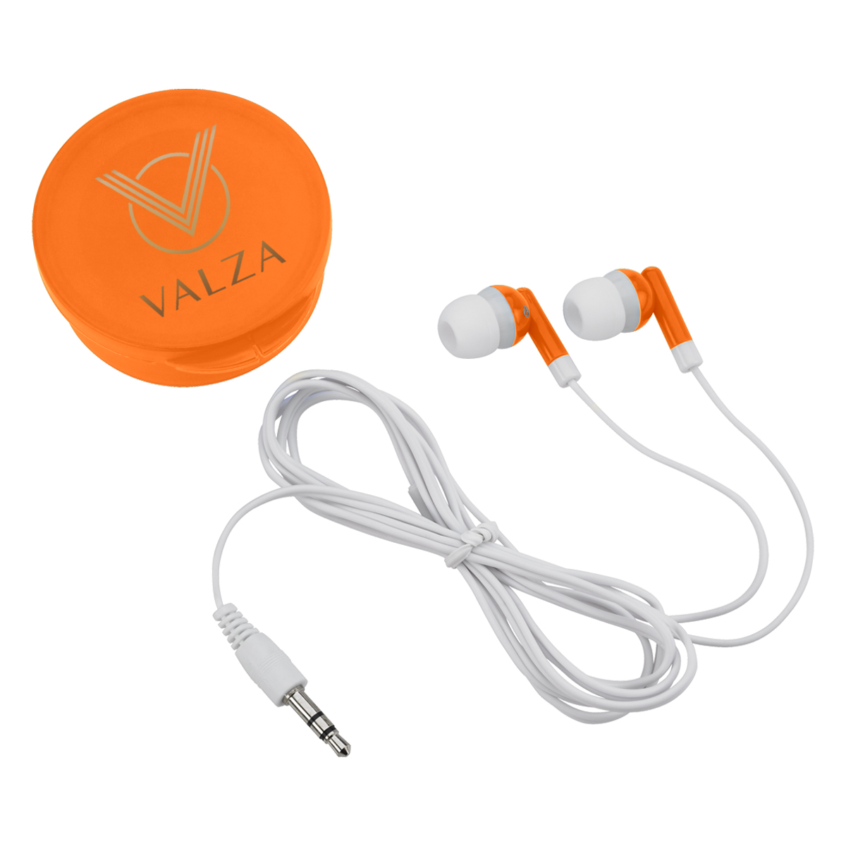Earbuds In Round Plastic Case 1