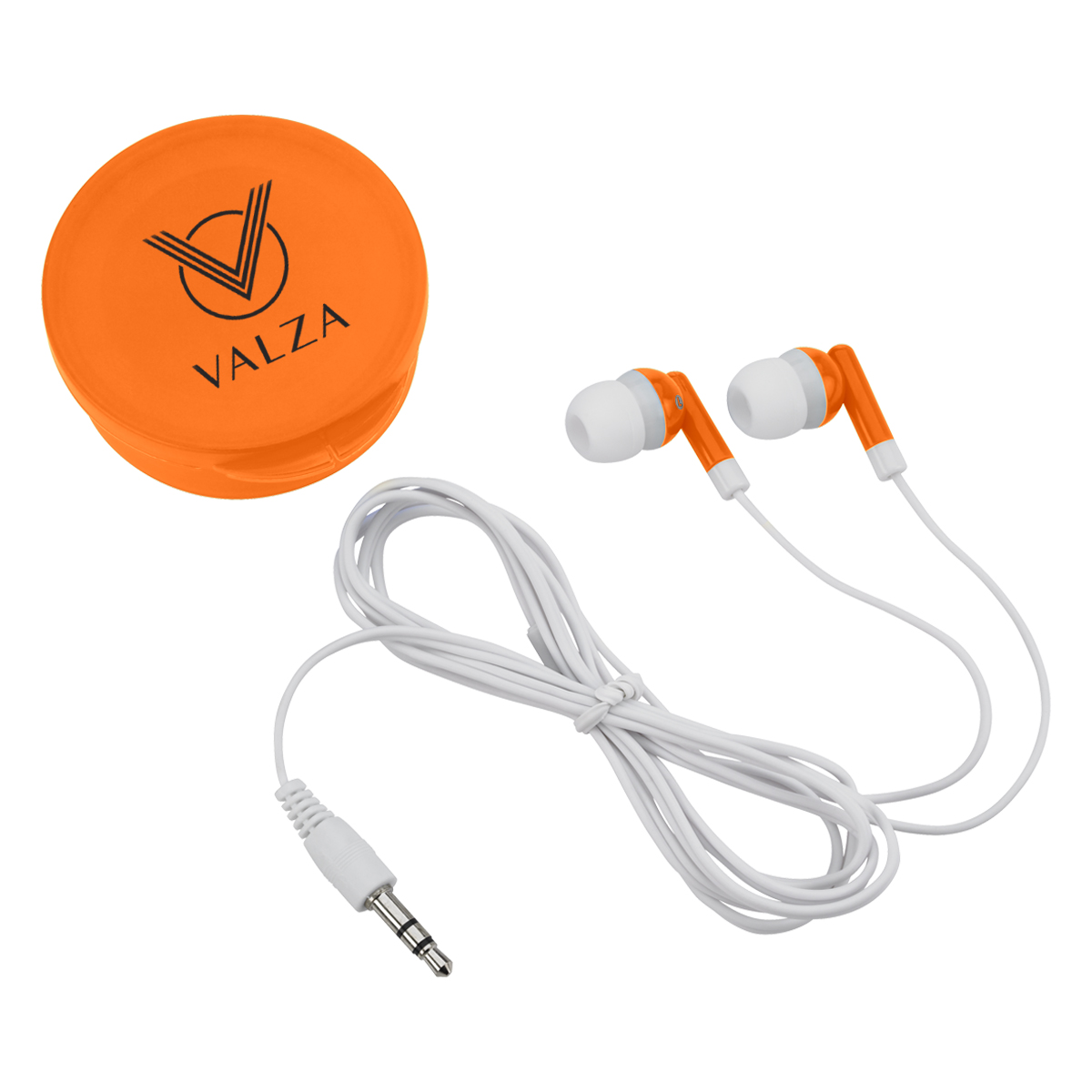 Earbuds In Round Plastic Case 1