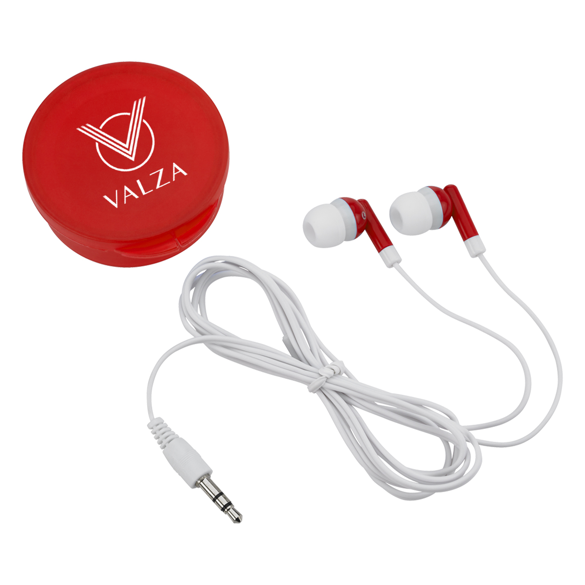 Earbuds In Round Plastic Case 1