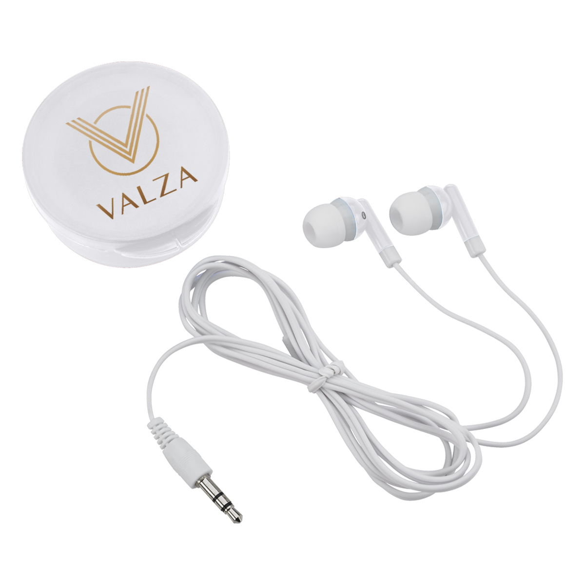Earbuds In Round Plastic Case 1
