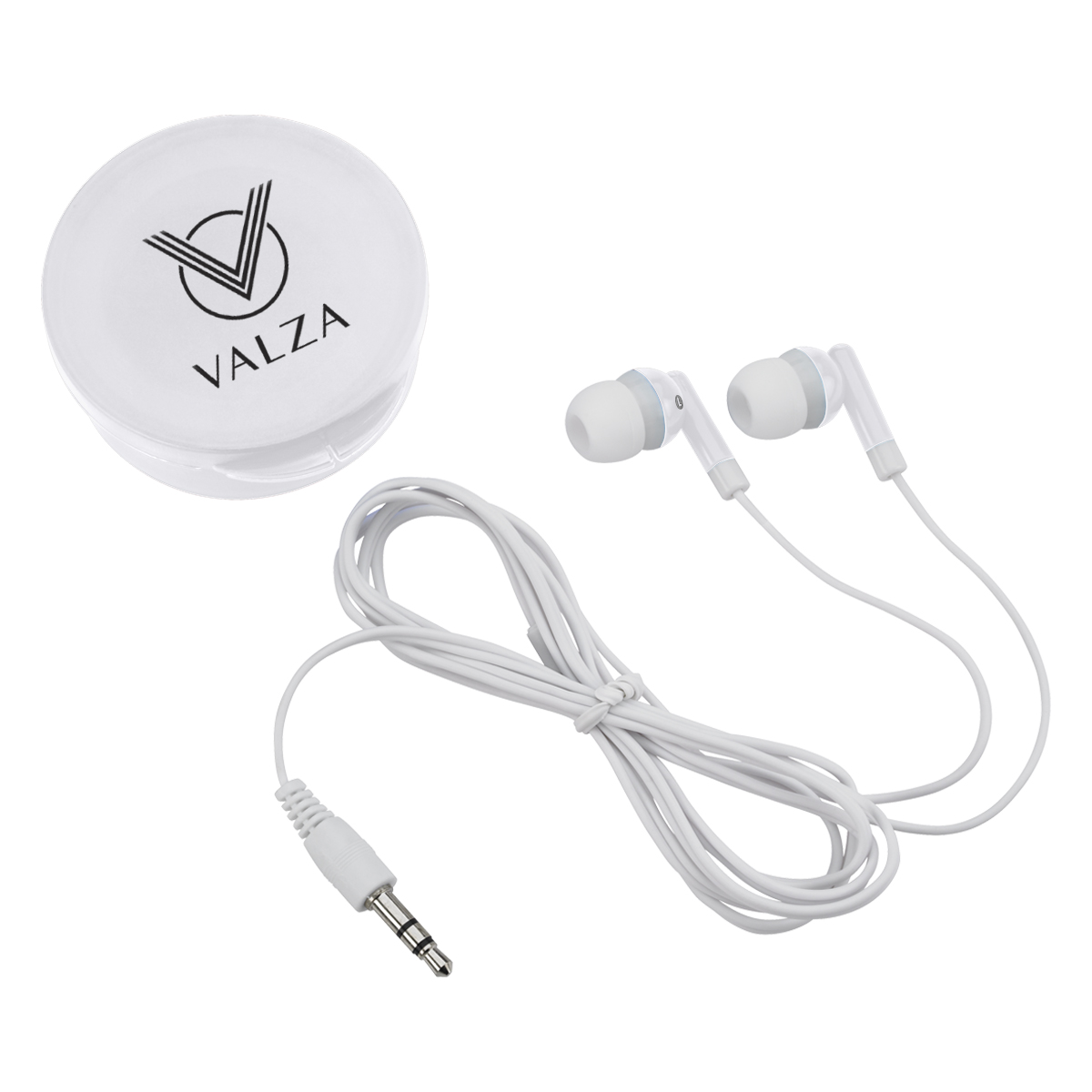 Earbuds In Round Plastic Case 1