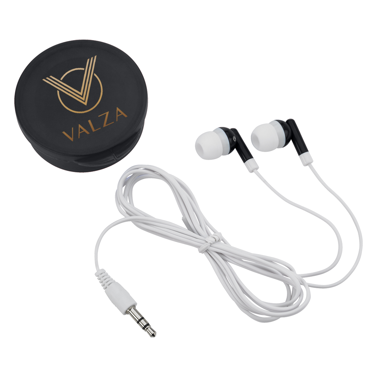 Earbuds In Round Plastic Case 1