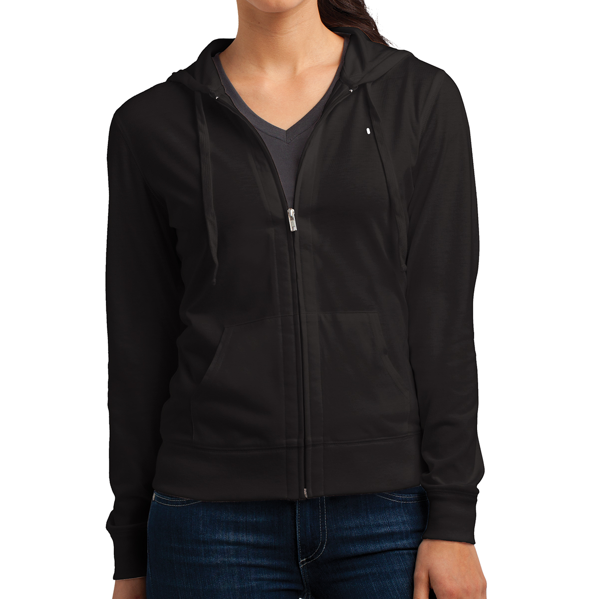 District® Juniors%27 Jersey Full-zip Hoodie 1
