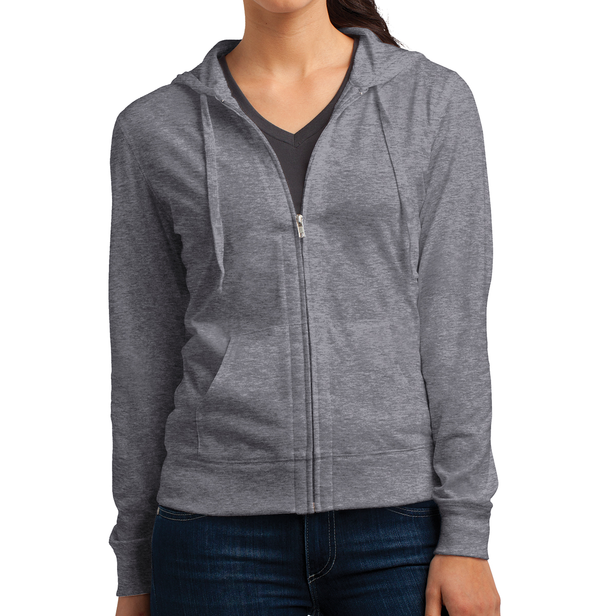 District® Juniors%27 Jersey Full-zip Hoodie 1