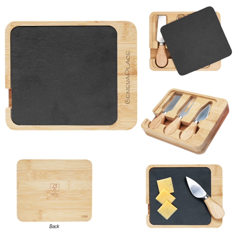 Slate & Bamboo Cheese Server Set 1 Slate & Bamboo Cheese Server Set 1