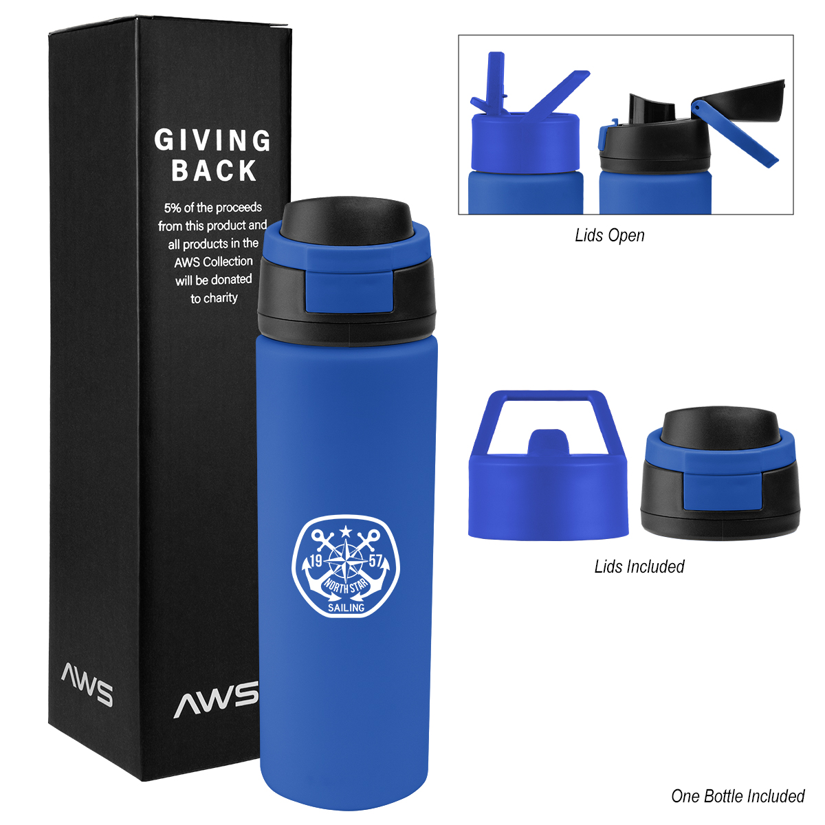 Aws 24 Oz. Pop Sip Recycled Stainless Steel Bottle Kit 1