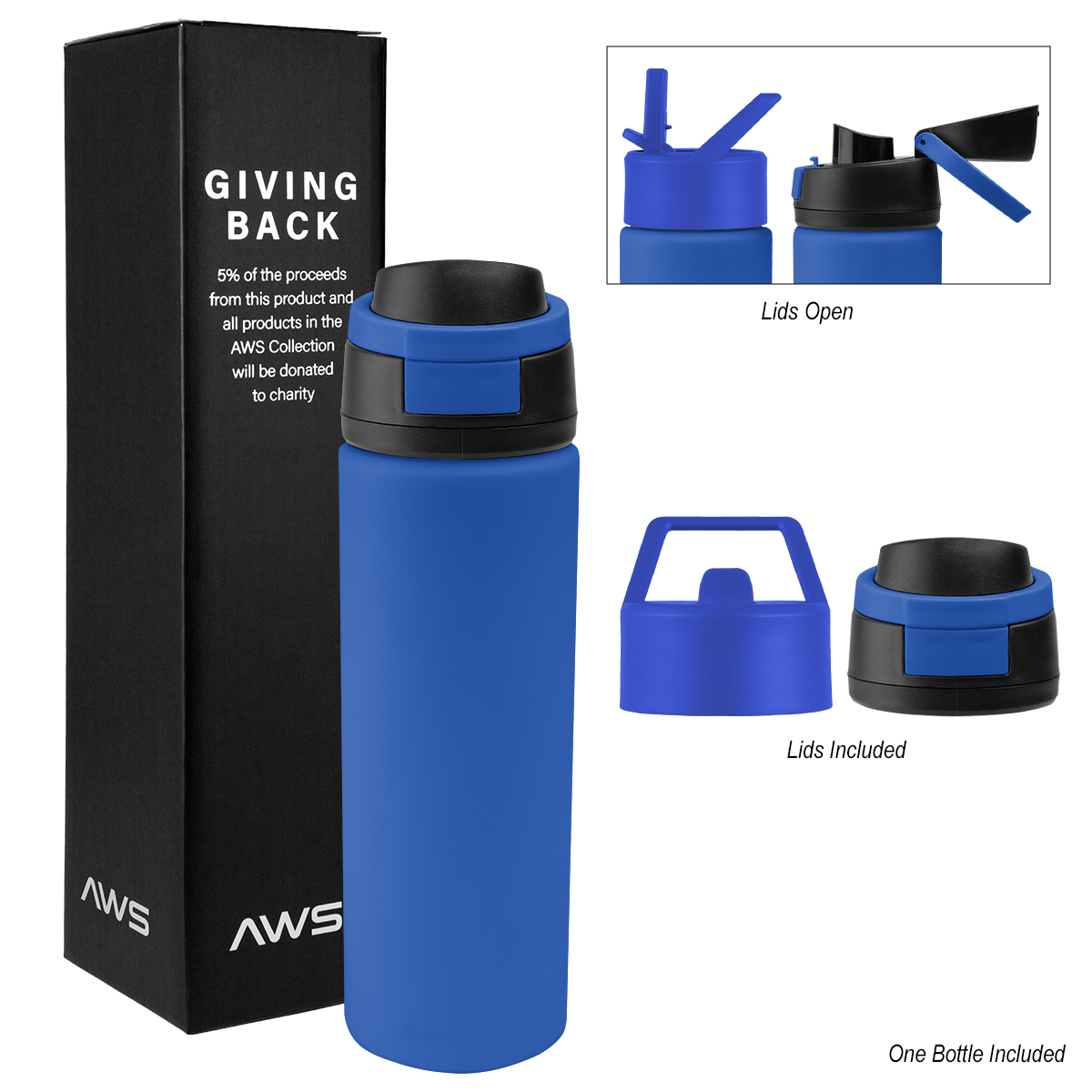 Aws 24 Oz. Pop Sip Recycled Stainless Steel Bottle Kit 1
