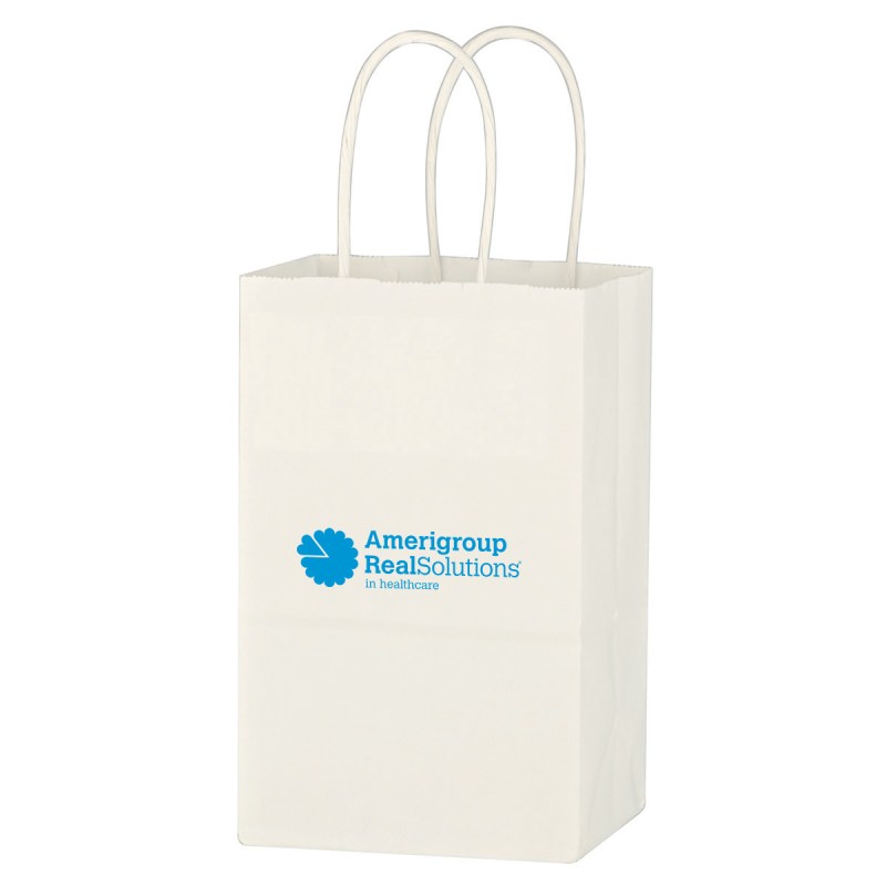 Kraft Paper White Shopping Bag - 5-1/4" X 8-1/4" 1 Kraft Paper White Shopping Bag - 5-1/4" X 8-1/4" 1