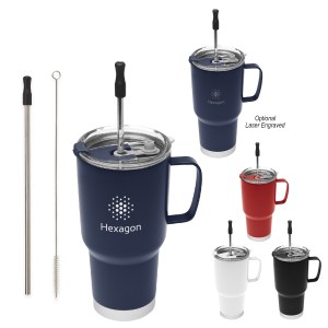 20 Oz. Fulton Stainless Steel Mug With Straw 1 20 Oz. Fulton Stainless Steel Mug With Straw 1