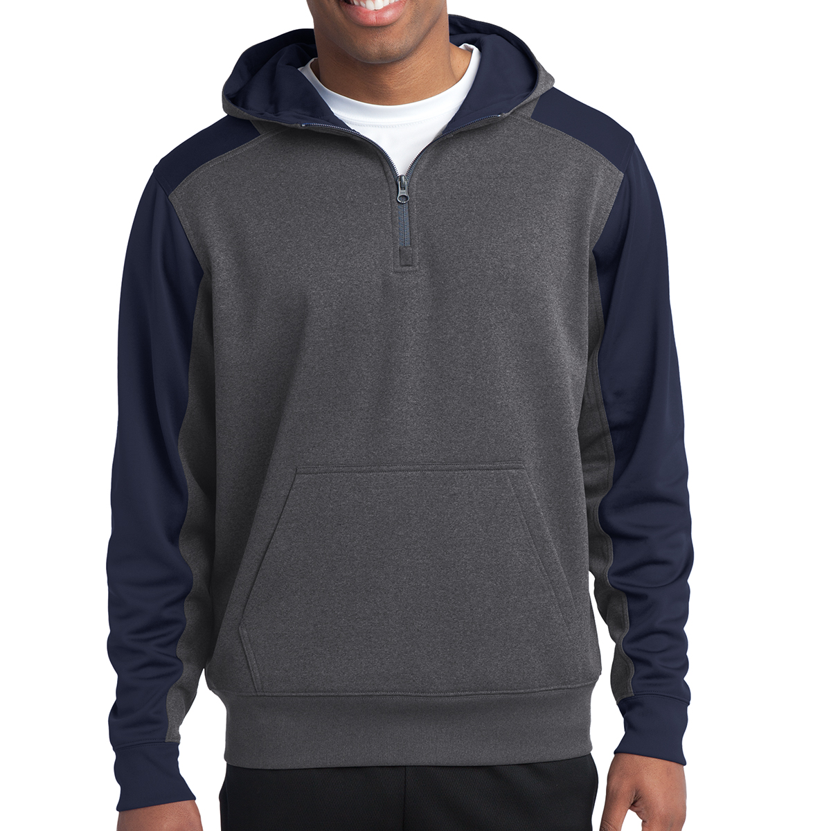 Sport-tek® Tech Fleece Colorblock 1/4-zip Hooded Sweatshirt 1