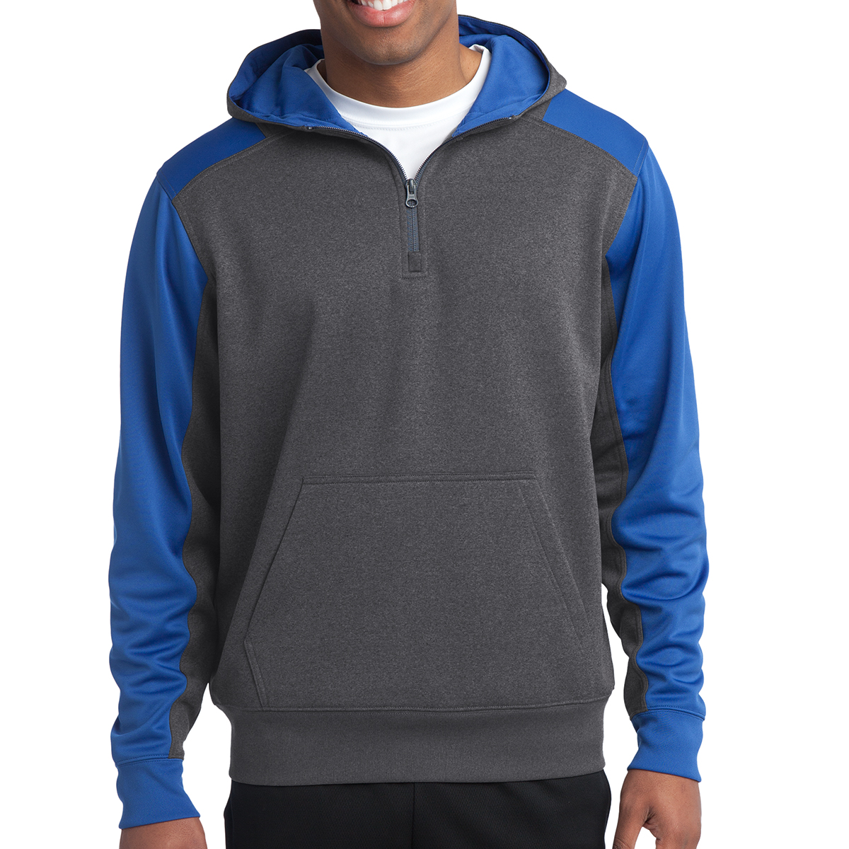 Sport-tek® Tech Fleece Colorblock 1/4-zip Hooded Sweatshirt 1