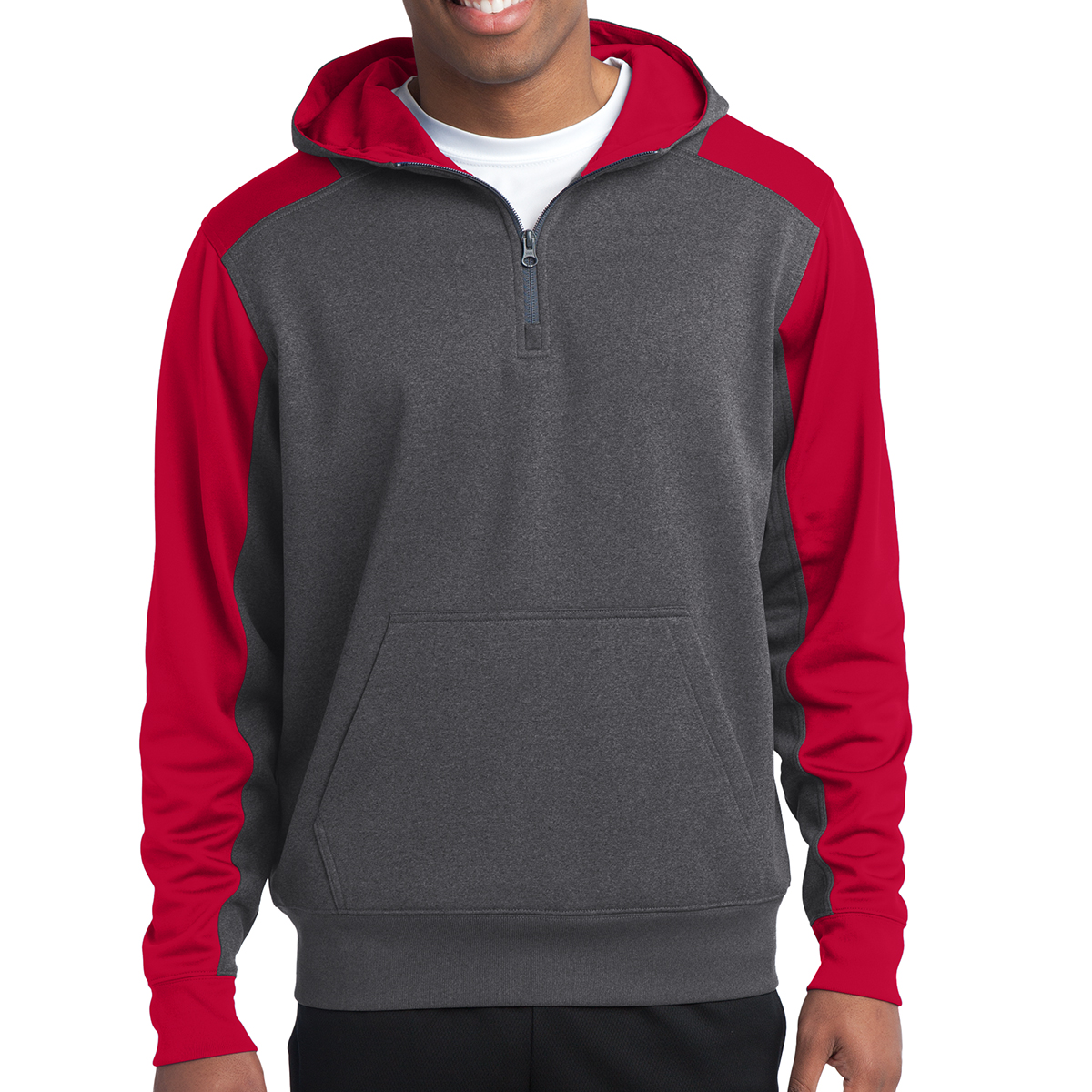Sport-tek® Tech Fleece Colorblock 1/4-zip Hooded Sweatshirt 1