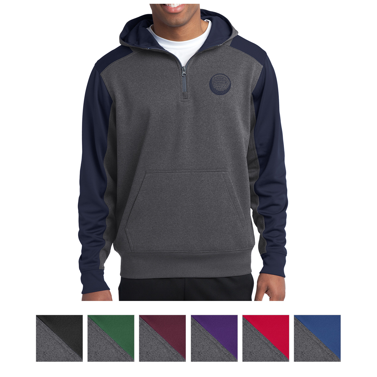 Sport-tek® Tech Fleece Colorblock 1/4-zip Hooded Sweatshirt 1