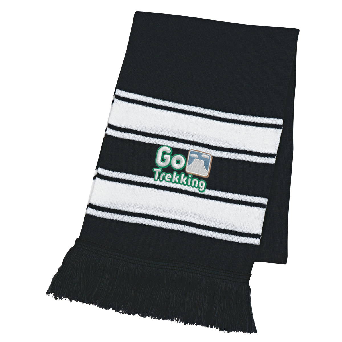 Two-tone Knit Scarf With Fringe 1