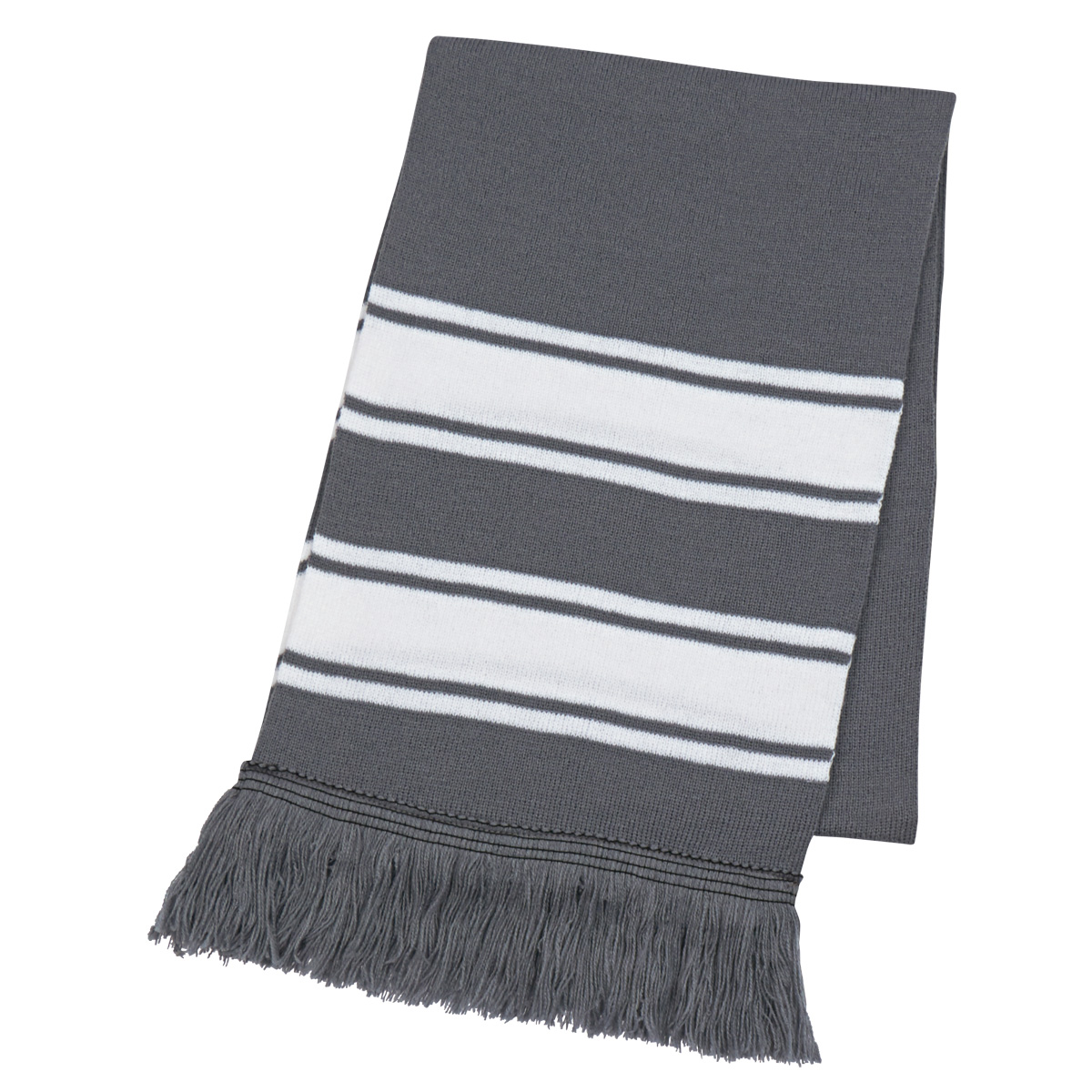 Two-tone Knit Scarf With Fringe 1