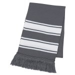 Two-tone Knit Scarf With Fringe - 1015 GRA Embroidery Two-tone Knit Scarf With Fringe - 1015 GRA Embroidery