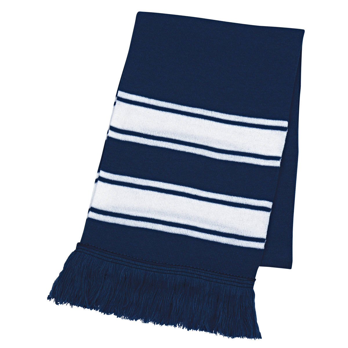 Two-tone Knit Scarf With Fringe 1