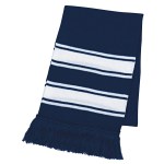 Two-tone Knit Scarf With Fringe - 1015 RED Blank Two-tone Knit Scarf With Fringe - 1015 RED Blank