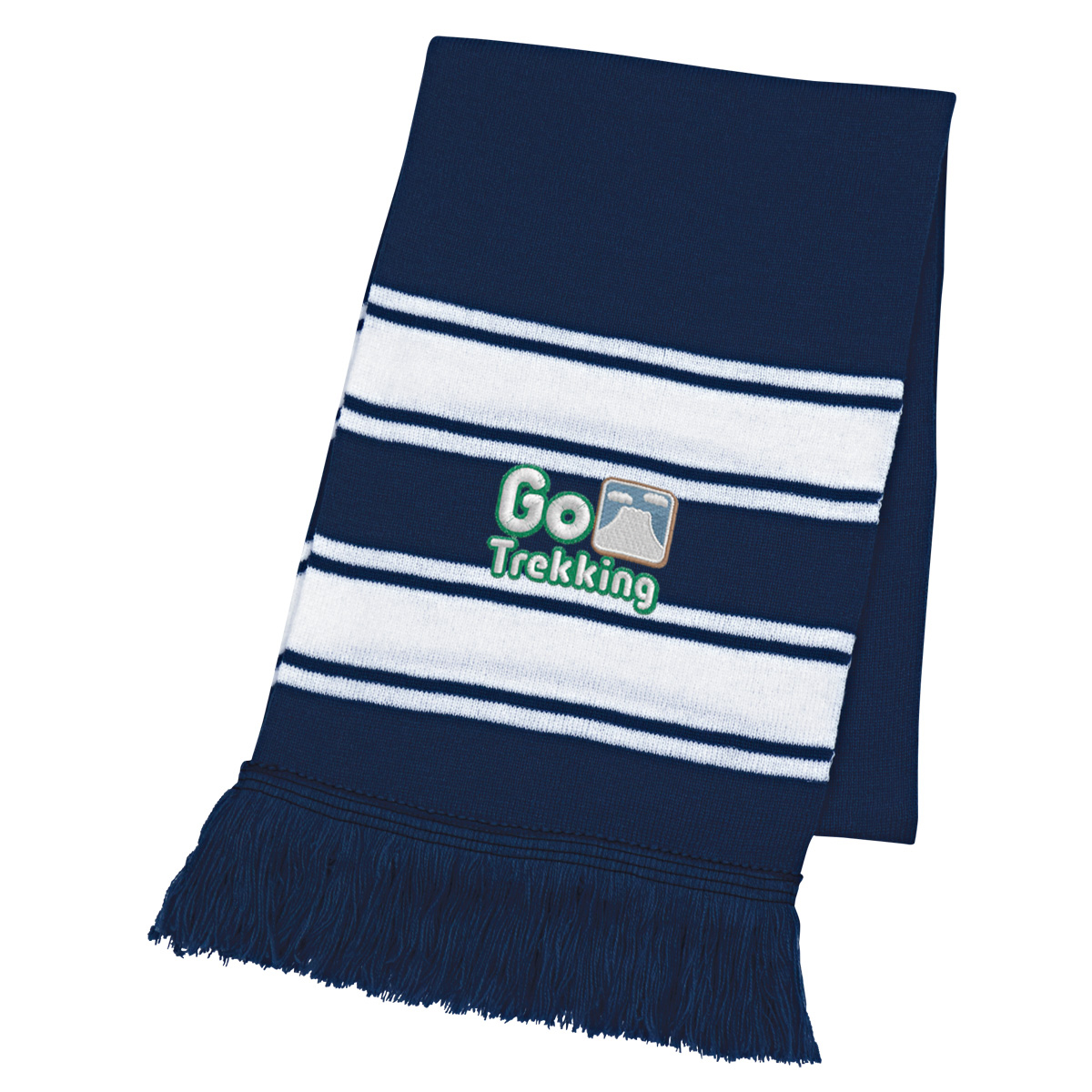 Two-tone Knit Scarf With Fringe 1