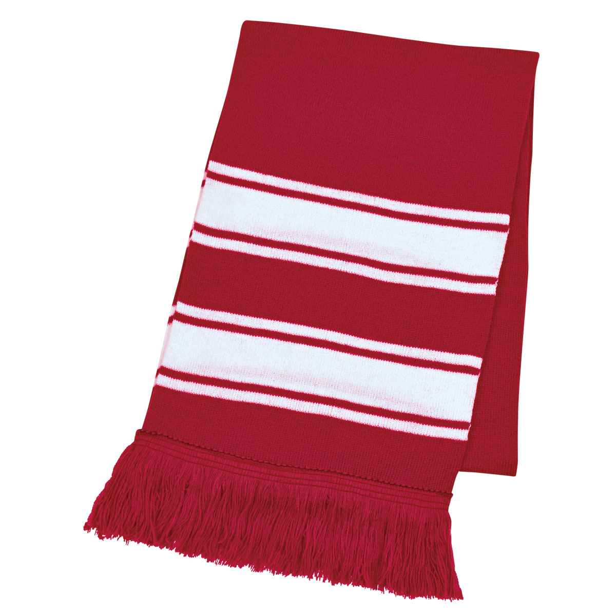 Two-tone Knit Scarf With Fringe 1
