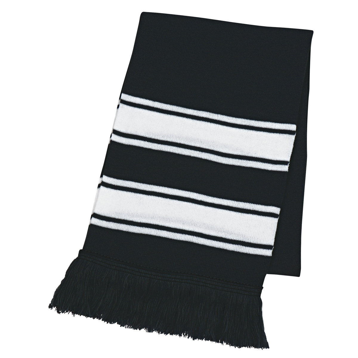 Two-tone Knit Scarf With Fringe 1