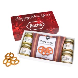Gourmet Mustard Set With Pretzels In Gift Box 1 Gourmet Mustard Set With Pretzels In Gift Box 1