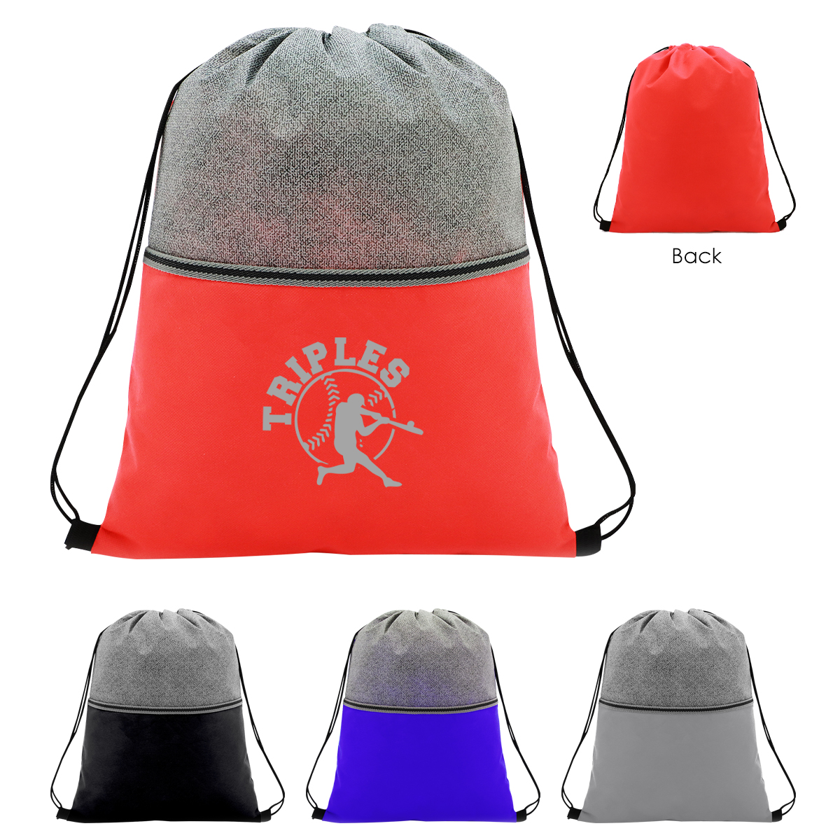 Color Basics Heathered Non-woven Drawstring Bag 1