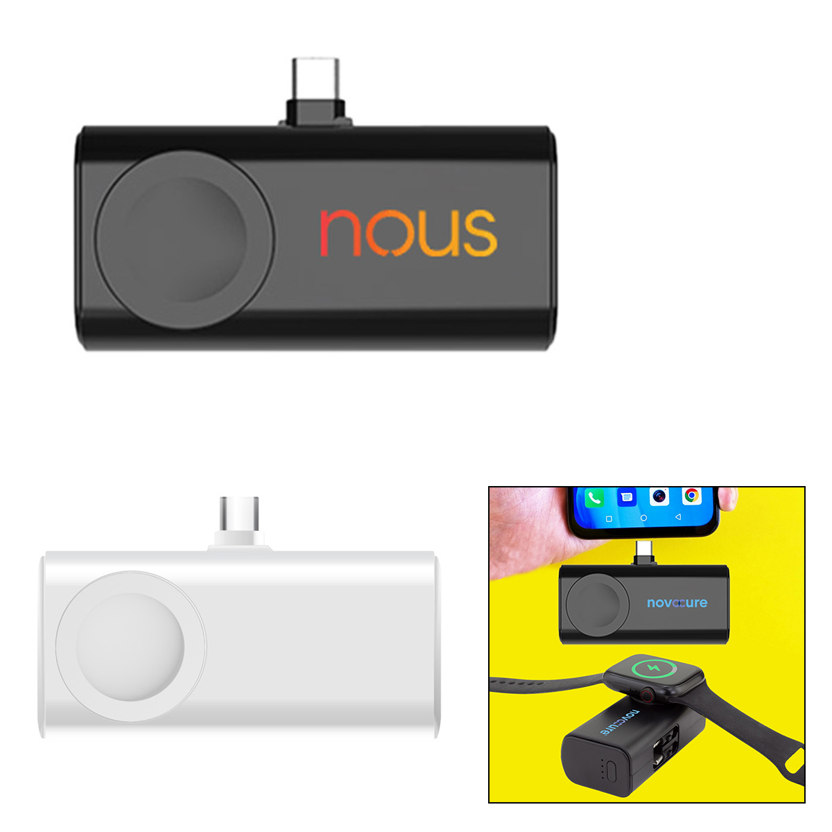 5,000 Mah Dual Plug Power Bank With Watch Charger 1 5,000 Mah Dual Plug Power Bank With Watch Charger 1