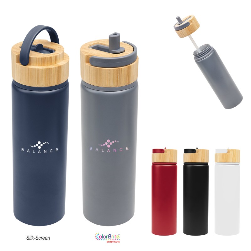 27 Oz. Ellis Recycled Aluminum Bottle With Bamboo Lid 1 27 Oz. Ellis Recycled Aluminum Bottle With Bamboo Lid 1
