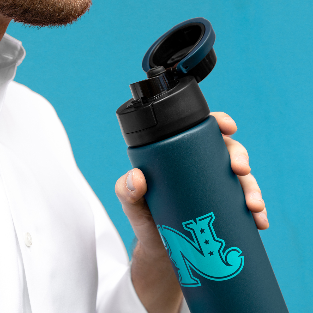 32 Oz. Pop Sip & Chug Recycled Single Wall Stainless Steel Bottle 1