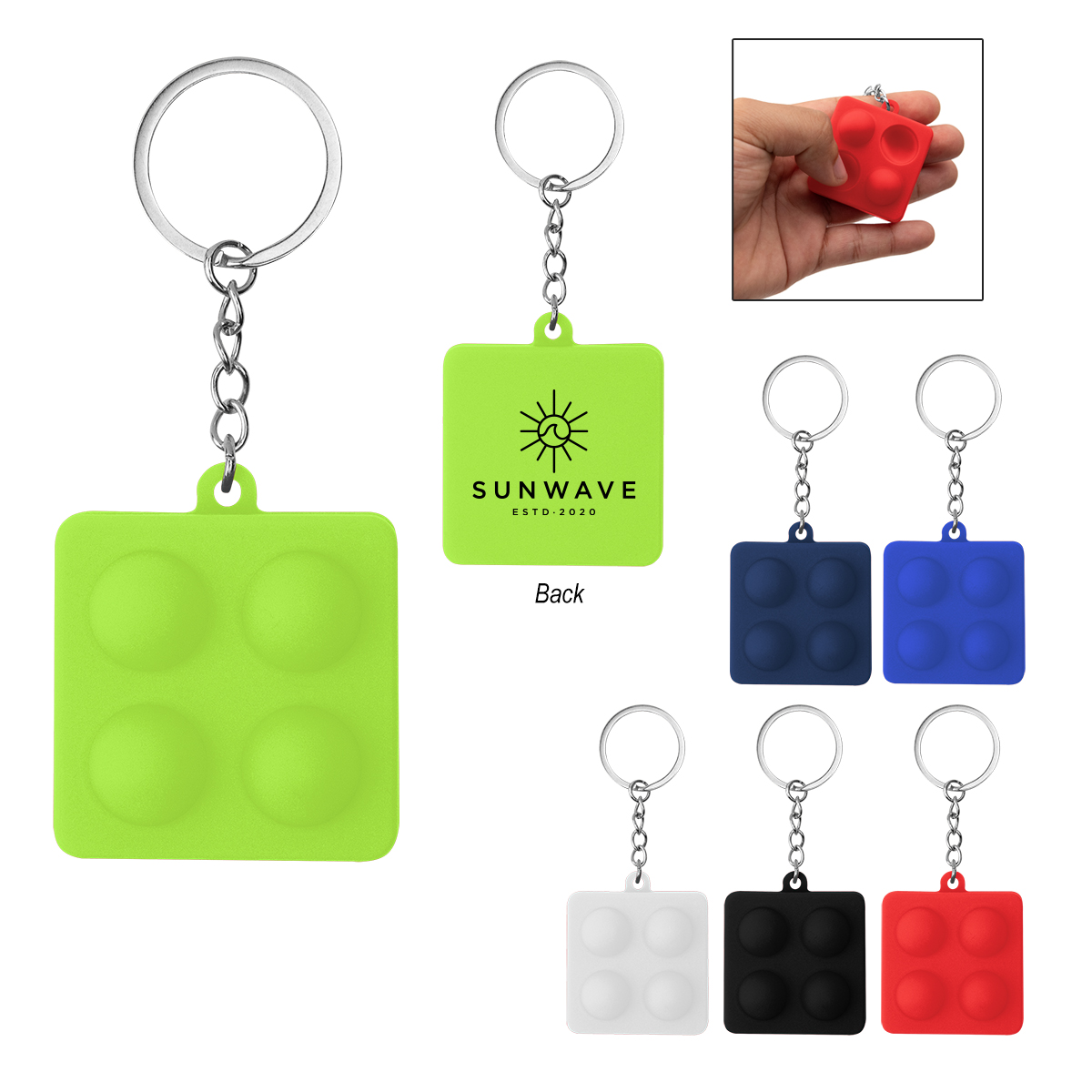 Push Pop Square Stress Reliever Keychain 1