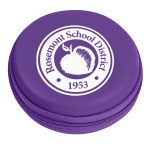 Round Zippered Electronics Travel Case - 2856 WHT Padprint Round Zippered Electronics Travel Case - 2856 WHT Padprint