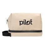 Hudson Recycled Leatherette Cosmetic Bag - 30143 BEG Embroidery Hudson Recycled Leatherette Cosmetic Bag - 30143 BEG Embroidery