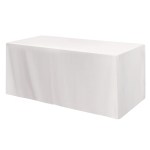 Fitted Poly/cotton 3-sided Table Cover - Fits 6' Standard Table - 0XTFT36 white Fitted Poly/cotton 3-sided Table Cover - Fits 6' Standard Table - 0XTFT36 white