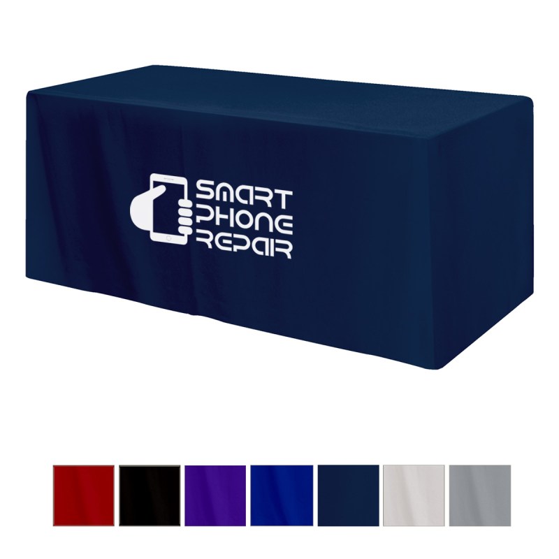 Fitted Poly/cotton 3-sided Table Cover - Fits 6%27 Standard Table 1 Fitted Poly/cotton 3-sided Table Cover - Fits 6%27 Standard Table 1