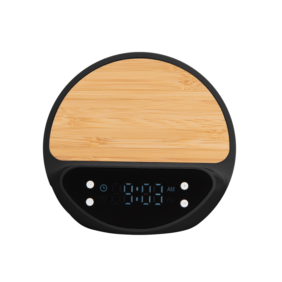 10w Bamboo Wireless Charger With Digital Clock 1